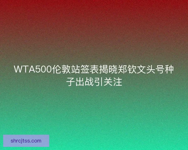 WTA500伦敦站签表揭晓郑钦文头号种子出战引关注
