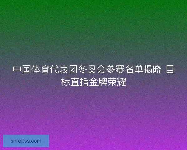 中国体育代表团冬奥会参赛名单揭晓 目标直指金牌荣耀