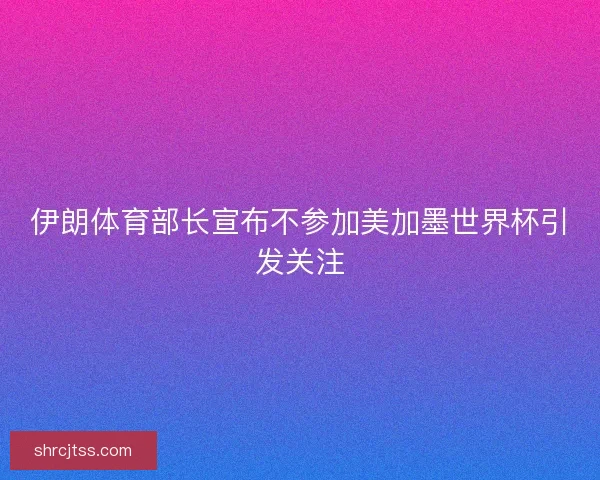 伊朗体育部长宣布不参加美加墨世界杯引发关注